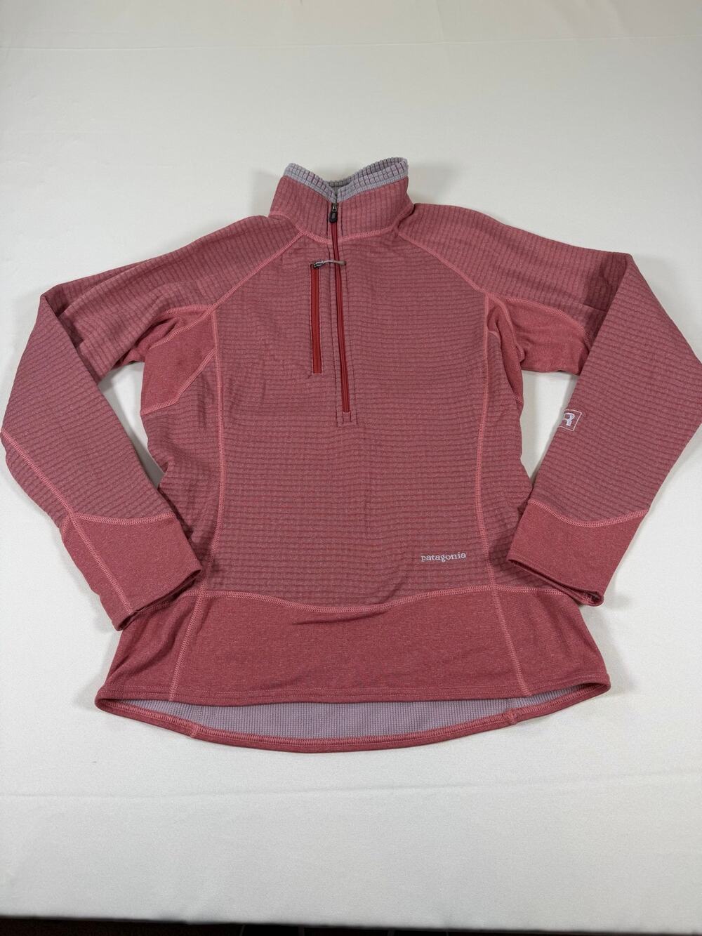 Patagonia R1 Flash Pullover Womens Medium Pink Grid Fleece Quarter Zip Baselayer